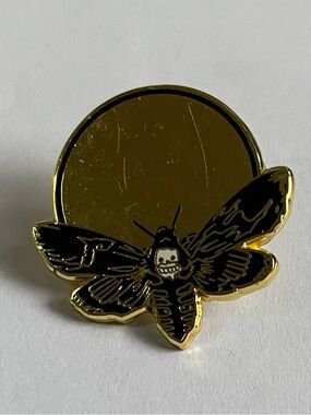 Gold & Black Moth Skull Enamel Pin